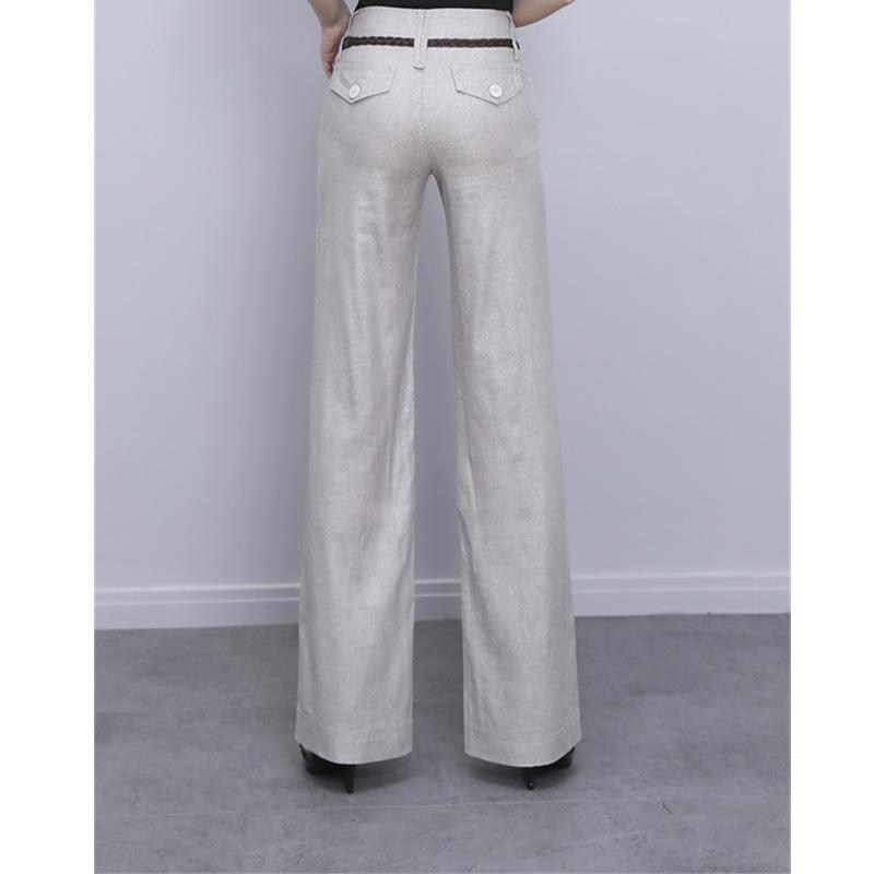 Harajuku Office Summer High Waist Women's Wide Leg Capris Suit Pants for Women Cotton Linen Baggy Straight Pants Woman Trousers