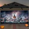 Bannière de décoration de porte de garage motif citrouille effrayante crâne cimetière Halloween