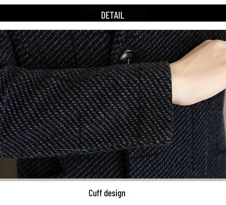 Men's Woolen Mid-Length Slim Fit Lapel Coat - Youth Winter Fashion