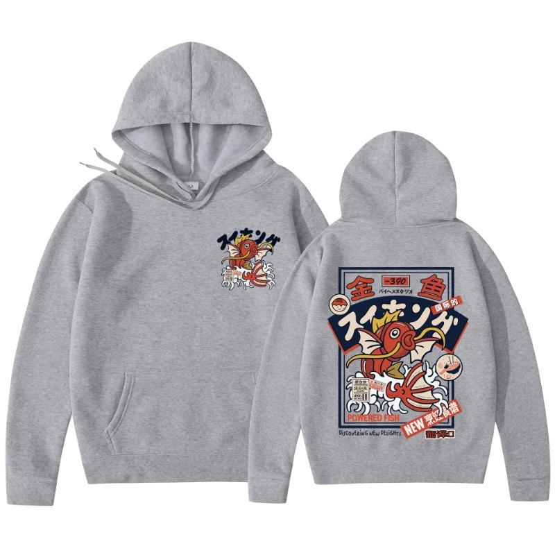 Red Koi Print Fleece Hoodies Harajuku Hip-hop Streetwear Autumn Winter Pullover Men Women Sweatshirt