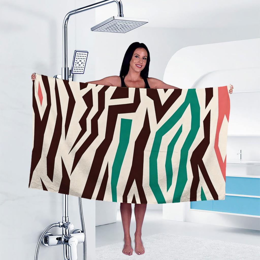 1Pc Colorful Stripe Print Towel Sports Quick-Drying Super Absorbent Camping Towel Soft Lightweight Gym Swimming Yoga Beach Towel