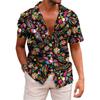 Hawaiian Mens Shirts Lapel Short-Sleeved Shirt Mexican Style Clothing Casual Loose Button-Down Shirt