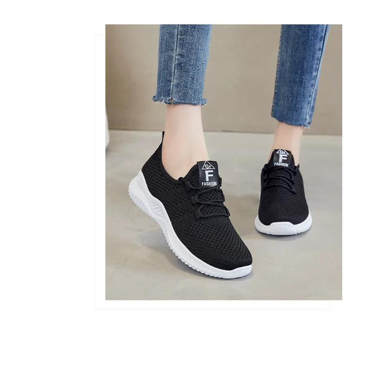 Shevalues Summer Casual Flats Shoes For Women Comfort Soft Bottom Sports Shoes Breathable Mesh Runing Shoes Lightweight Sneakers