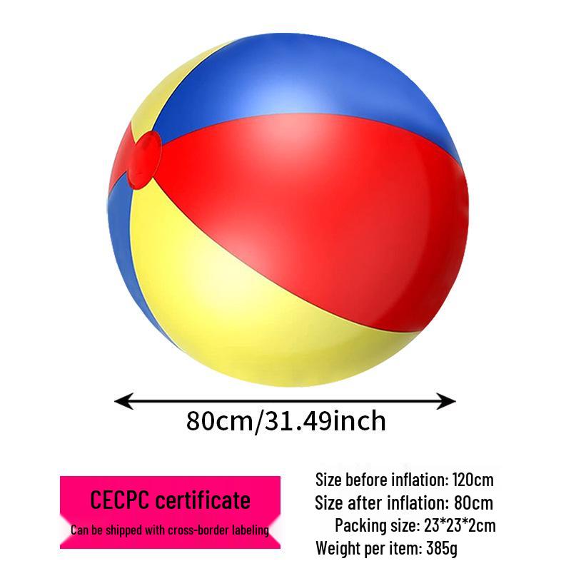 Parent-Child Giant Inflatable PVC Beach Ball - Thick, Colorful Three-Tone Design for Outdoor Fun