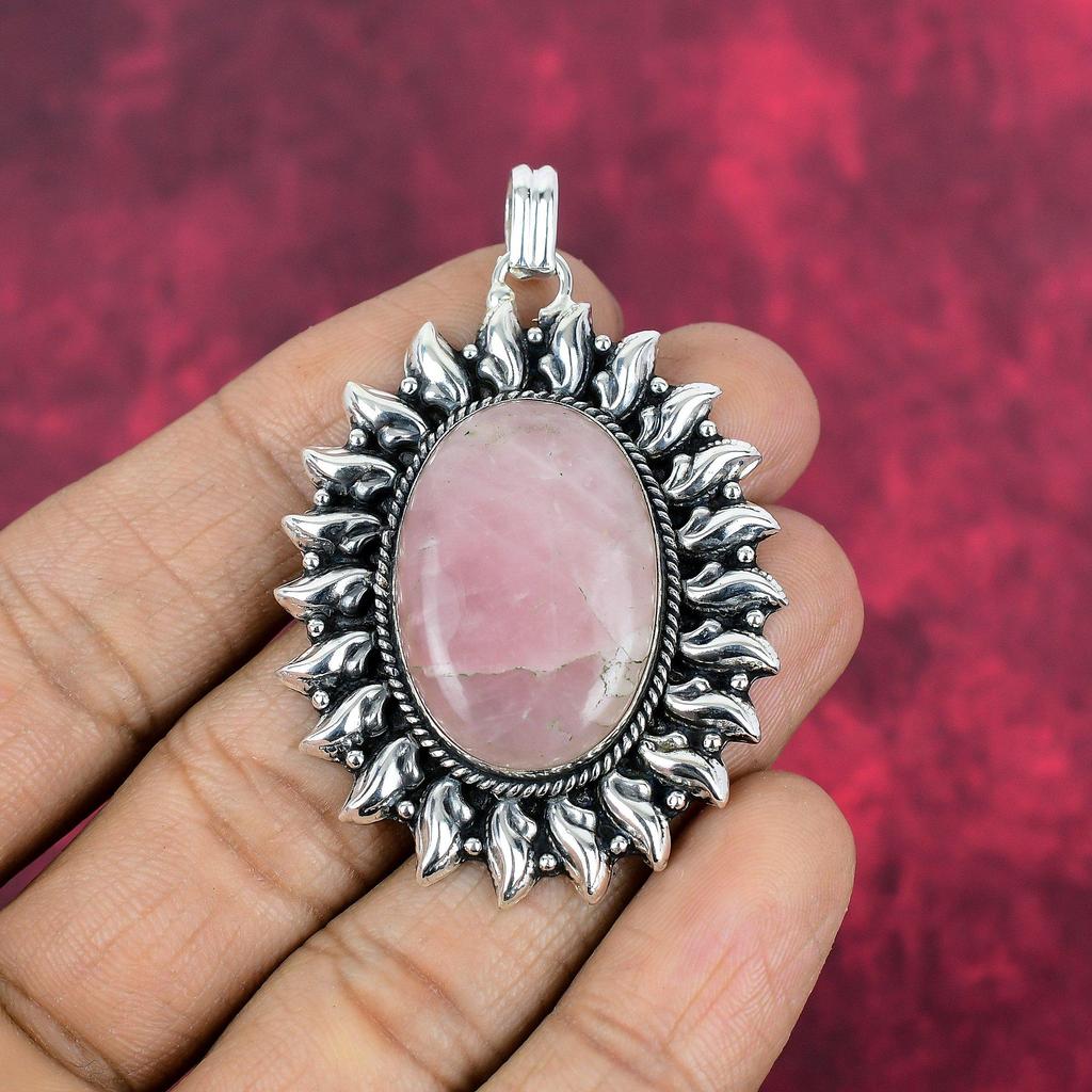 Rose Quartz Jewelry, 925 Solid Sterling Silver Pendant Handmade Gemstone Jewelry, Gifts For Wife Brand New Pendant