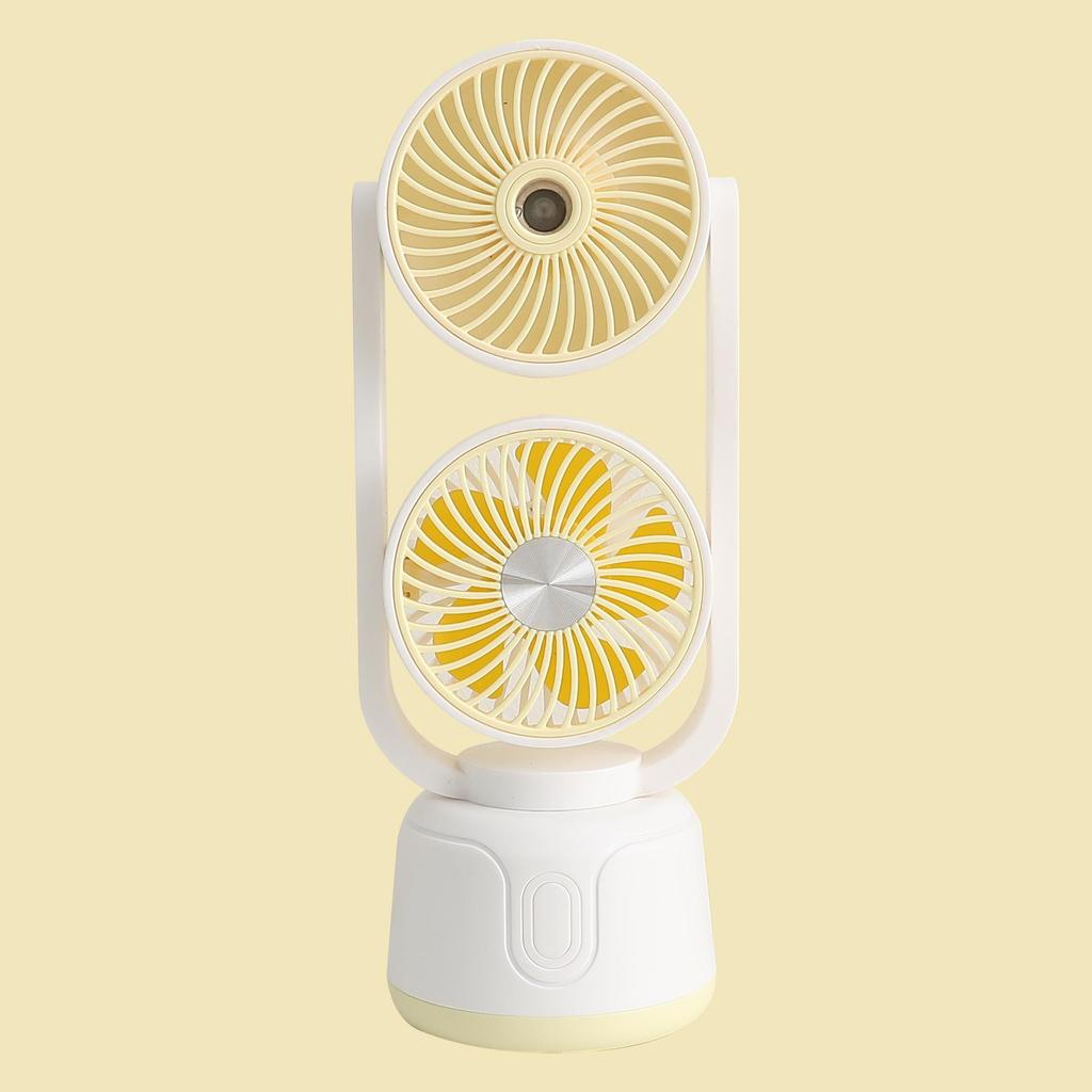 Dual-Head USB Mini Desktop Fan: Three-Speed, Strong Wind, Humidifying Spray for Summer Office