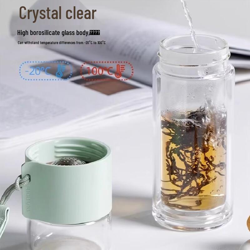 FUGUANG G2229-SH-240 Antibacterial Double-Wall Glass Tea Infuser