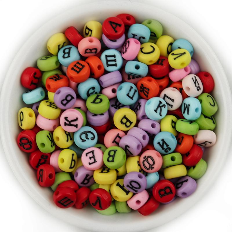 100pcs/Lot Mixed Round Flat Acrylic Letter Beads Alphabet Digital Cube Loose Spacer Beads For Jewelry Making Diy Bracelet