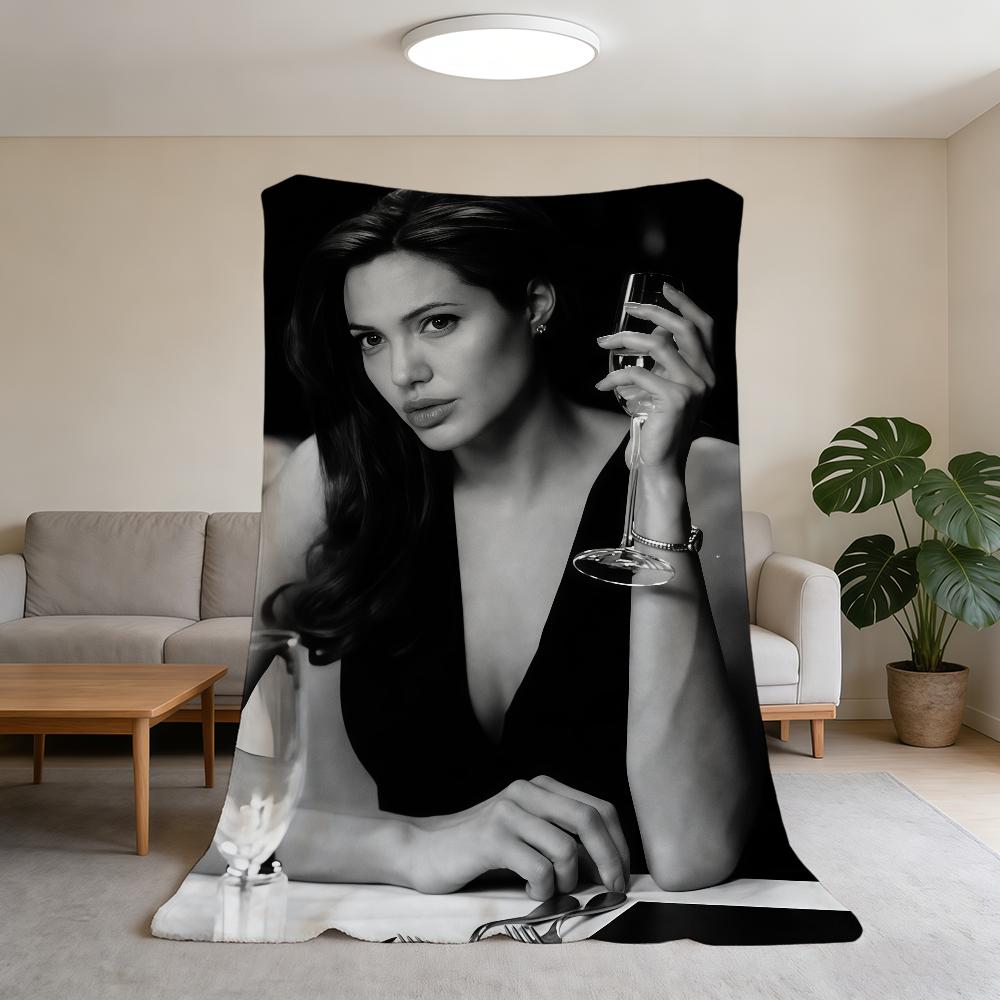 

Blanket Super Warm Comfortable Plush Actor Throw Blanket Child Home A-Angelina Sofa Jolie Bedroom Gift 75x90cm