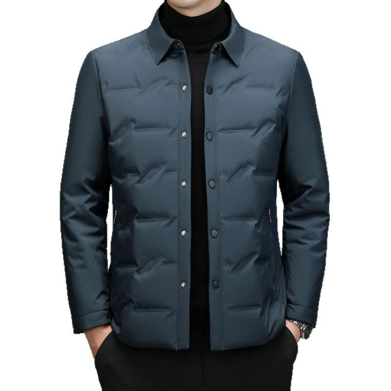 Luxury Men's 90% Down Short Jacket: Warm, Thickened Lapel Outerwear for Middle-aged and Older Men