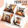 Home Decor Autumn Animals: Bunny, Raccoon, Hedgehog, Otter Pattern Cushion Cover Suitable for Sofa Bedroom Car Pillow Cover