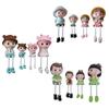 4x Hanging Feet Doll Statues Family Sculpture Miniature Trendy Cute Doll Ornaments for Festive Desktop Party Decoration Gifts