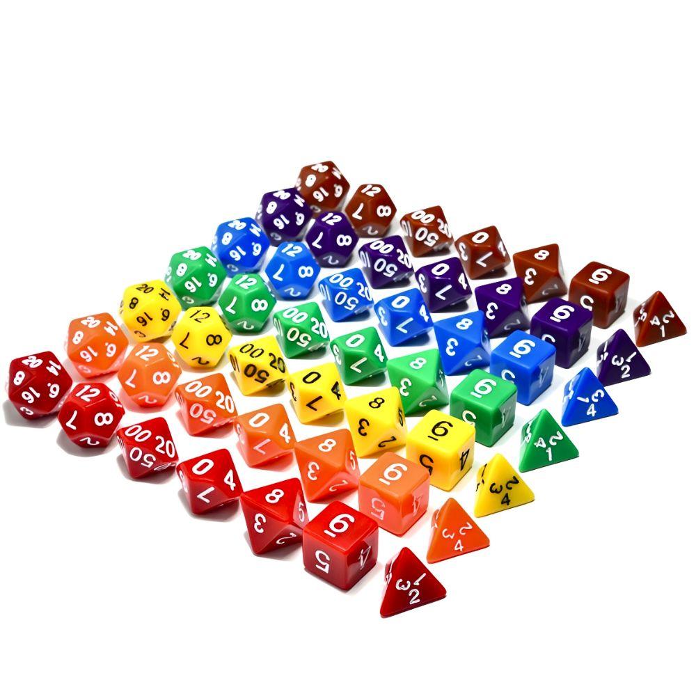 7pcs Polyhedral Dice Set With Black Storage Bag, Transparent & Solid Color Table Board Game Role Playing Party Accessories YMY
