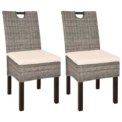 Vidaxl Dining Chairs, 2 Pcs, Kubu Rattan And Mango Wood
