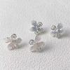 Ethereal Gradient Crystal Flower Stud Earrings for Women, Elegant Design with S925 Silver Needle