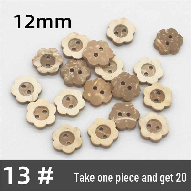 Natural Retro Coconut Shell Round Buttons for Children's Clothing