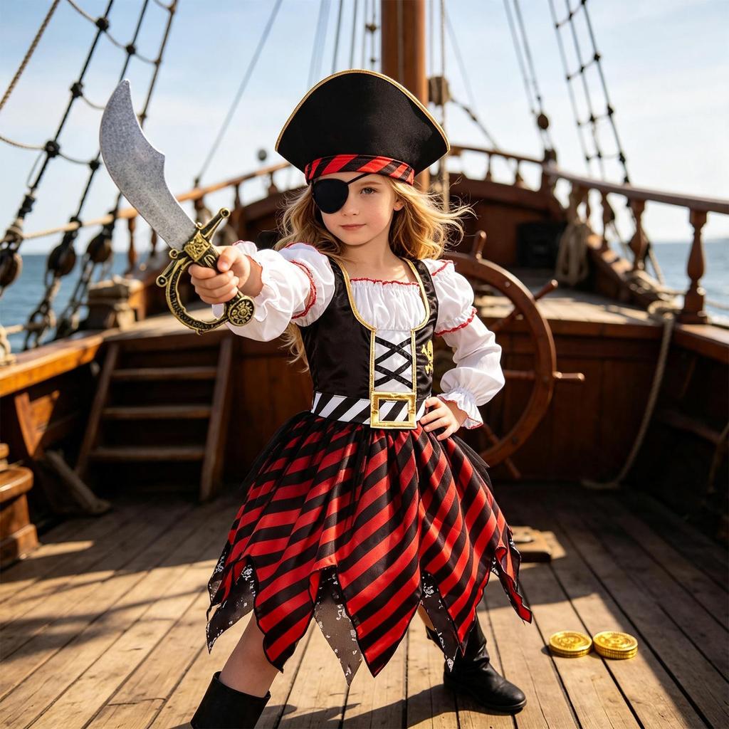 Halloween Pirate Costume Set for Party Performances
