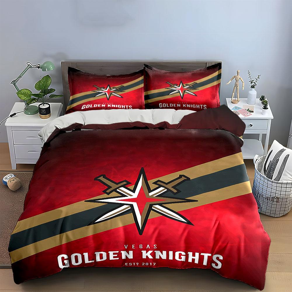 Vegas Golden Knights Bedding Set Bedding Duvet Cover Set Duvet Cover Pillowcases (1 * Duvet Cover 2 * Pillowcases, Without Duvet Insert)