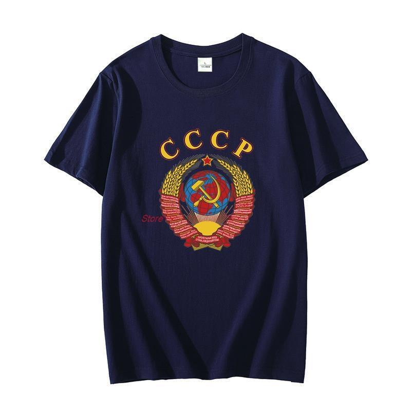 Russian Classic Graphic T Shirts With Ussr Emblem And Anthem Cotton Oversized Tshirt Short Sleeve Tshirts Unisexs Clothing