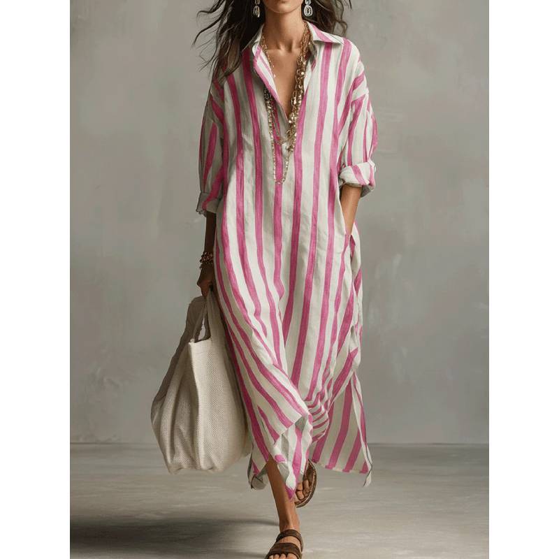Stripe Shirt Dress With Pockets For Casual Summer Wear