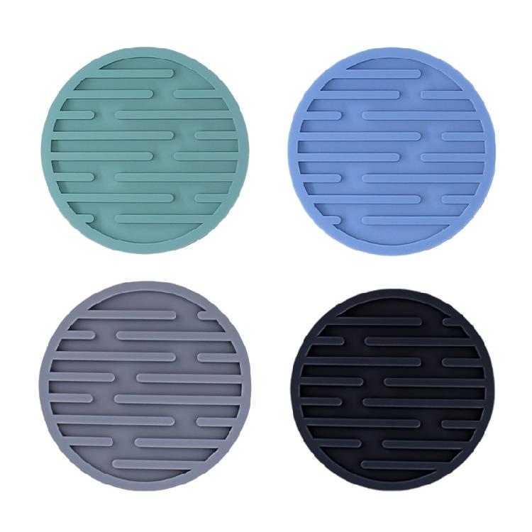 6Pcs Silicone Coasters Cup Mats Dining Decors Unique Round Shape Drink Mats Silicone Texture Suitable for Household Use
