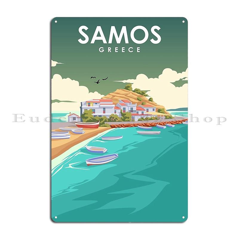 Samos Greece Island Daytime Greek Travel Poster Metal Plaque Poster Printing Mural Garage Print Home Tin Sign Poster