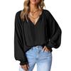 Herbst V-ausschnitt Plissee Blusen Mode Lässig Lose Lange Hülse Frauen Einfache Chiffon Shirts Und Tops Damen Feste Kleidung 28612