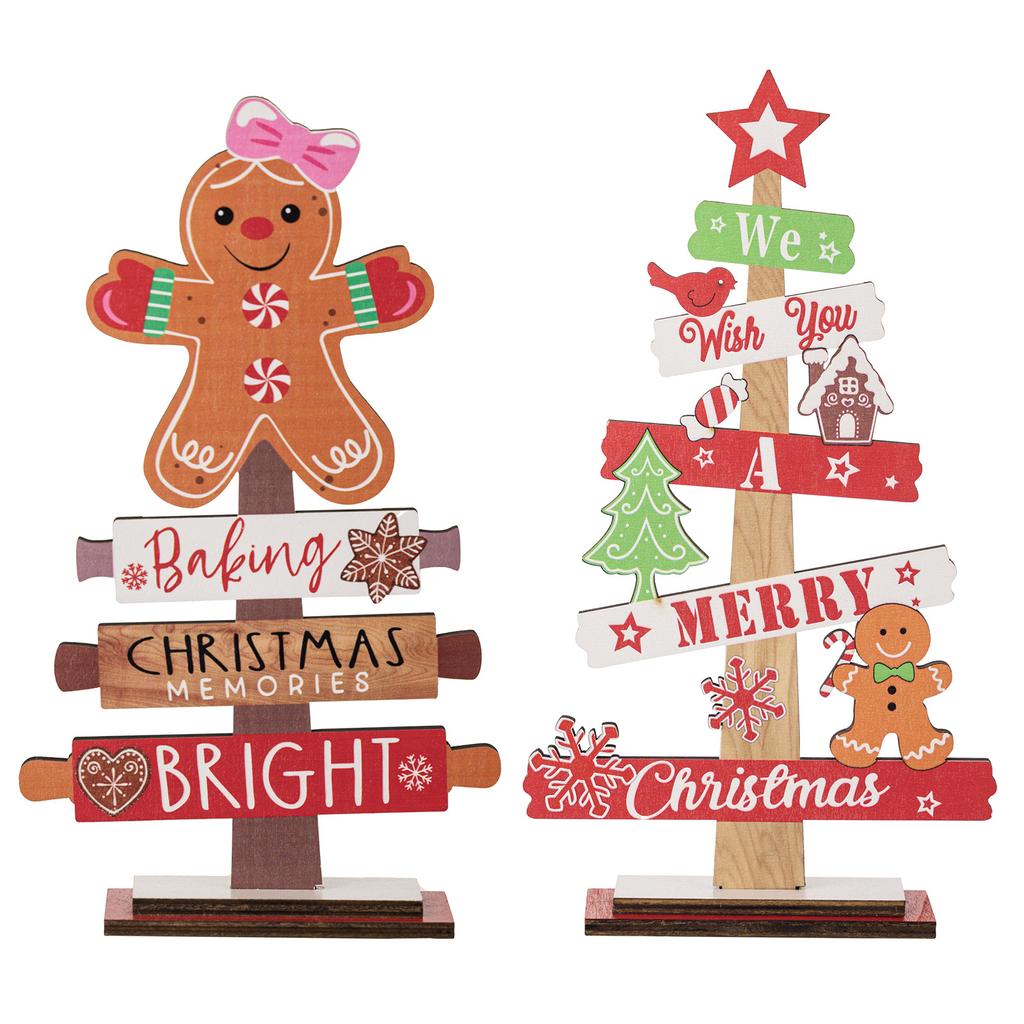 Desktop Christmas Tree Santa Claus DIY Decoration Wooden Christmas Signs Plaque Xmas Decoration New Years Party Gifts