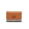 Daks Brown Check Pattern Leather Combination 3 Fold Wallet Dcwa2e624[meghan]