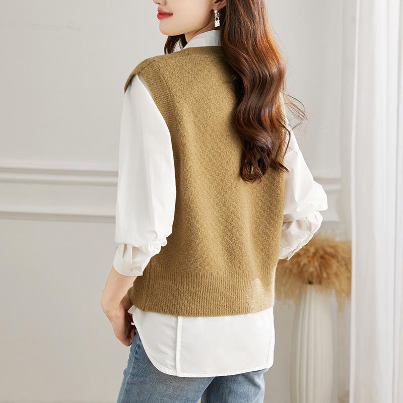 Trendy Women's Spring Knit Sweater Vest Cardigan