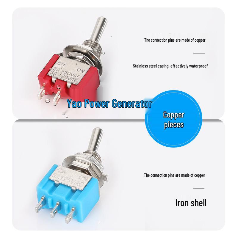3-Pin 2-Position Rocker Head-Shaking Toggle Switch MTS-102 (M6 Installation)