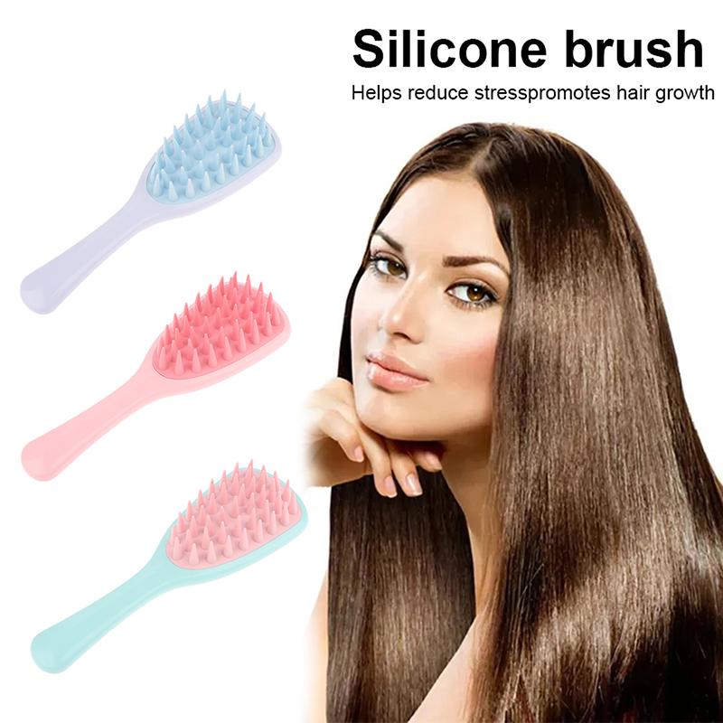Long Handle Shampoo Brush Silicone Scalp Massage Comb Hair Washing Brush Head Massager Bath Brush Body Scrubber Hair Accessories