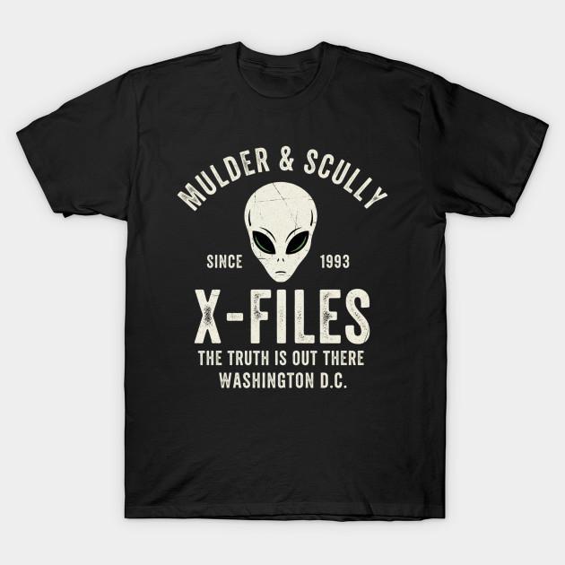 Men Black Print T-shirt X-Files Vintage Alien Since 93 No-Cut Transfer Paper Print Cotton Tshirt 2XL чёрный