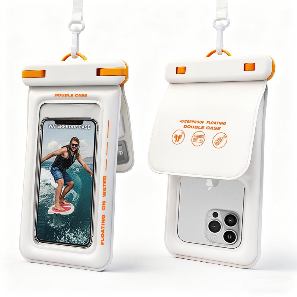 2er-Pack Dual-Fach IPX8 Wasserdichte Handytasche TPU Touchscreen Trockentasche Passt für 7,5 Zoll Handy Verstellbare Lanyard Strand Schwimmen