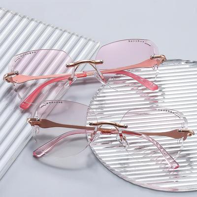 Frameless Ultra Light Reading Glasses With Fashionable Diamond Cut Edge Design For Women Anti Blue Light And Anti Fatigue