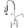 Commercial Faucet with Pre-Rinse Sprayer, 26" Height, 8" Center, 12" Swing Spout, Deck Mount Kitchen Sink Faucet, Brass Constructed Device with Pull