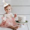 White Flower 1st Birthday Hat - First Birthday Decorations For Girls,Felt Cone Party Hat Photo Props,1st Birthday Hat With White Gauze Flowers,Little