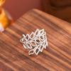 Gold Plated Leaf Design Adjustable Stainless Steel Ring for Women