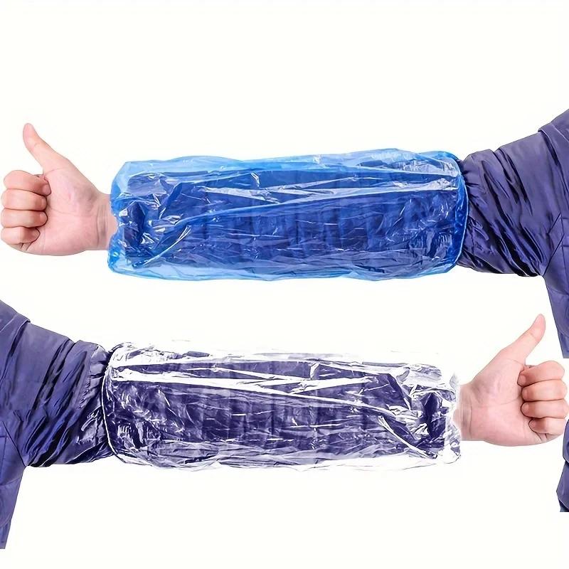 100Pcs/200Pcs Disposable Plastic PE Sleeve Sleeves Waterproof And Oil-Proof Enlarged And Thickened With Elastic Sleeves