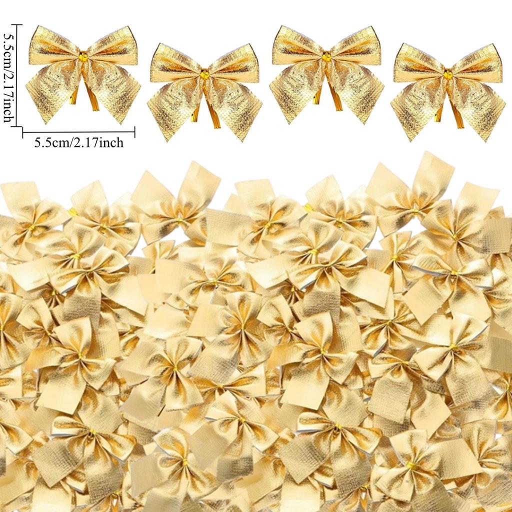 12-120PCS Christmas Bow Red Velvet Bow Xmas Tree Pendant Xmas Tree Pendant Wedding New Year Party Decor DIY Gift Box Wrapping