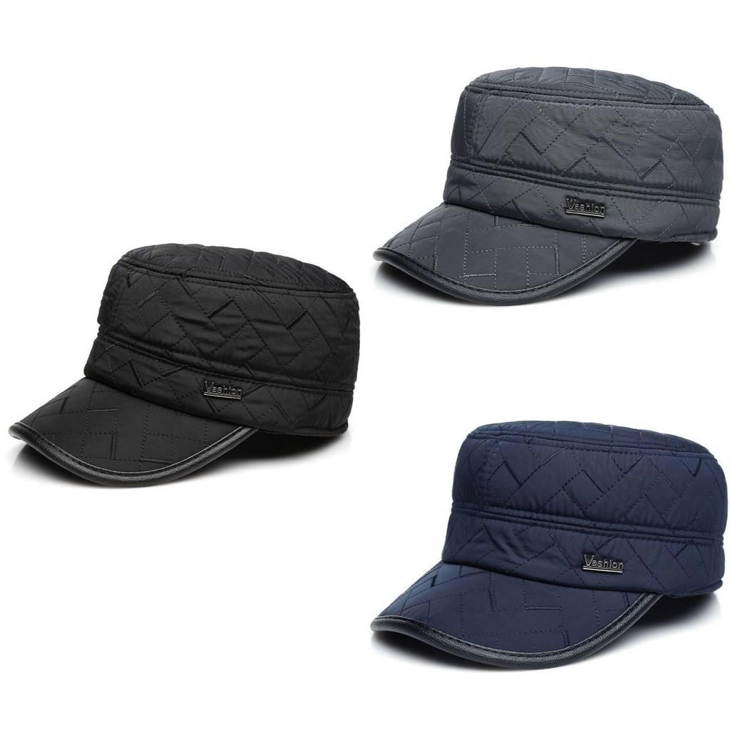 Vashion Letter Peaked Cap Flat Top Hat Outdoor Sports Thickened Ear Protection