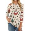 Women's Fashion Casual Round Neck Three-quarter Sleeve Christmas Print T-shirt Top