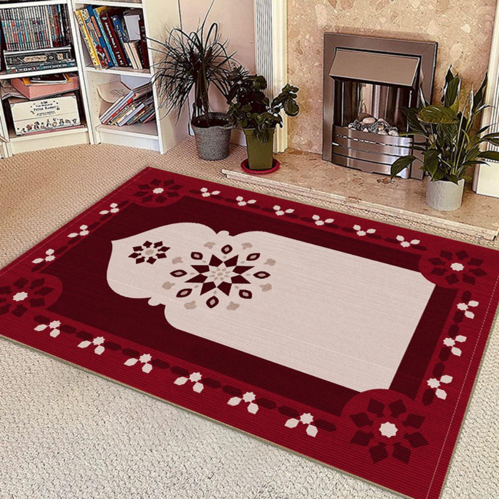 Islamic Prayer Mat Traditional Gold Floral Border Rug Muslim Worship Prayer Rug Home Decoration Carpets for Bed Room Door Mat