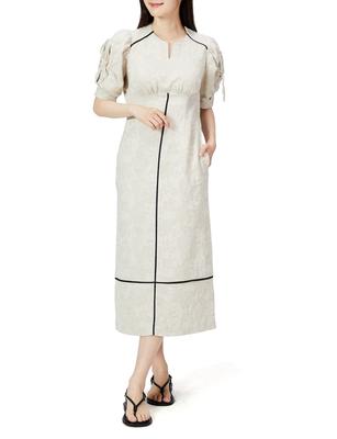 Zweifarbiges Linien-Einteiliges Kleid LWFO222030 BEG 0 [Lily Brown] Damen