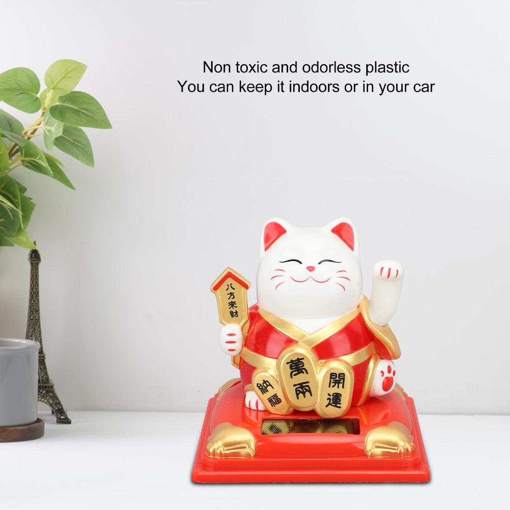 Red & Blue Mini Desktop Fortune Cat 3.19x3.86in Car Dashboard Cat Ornament  Car Interior Decor