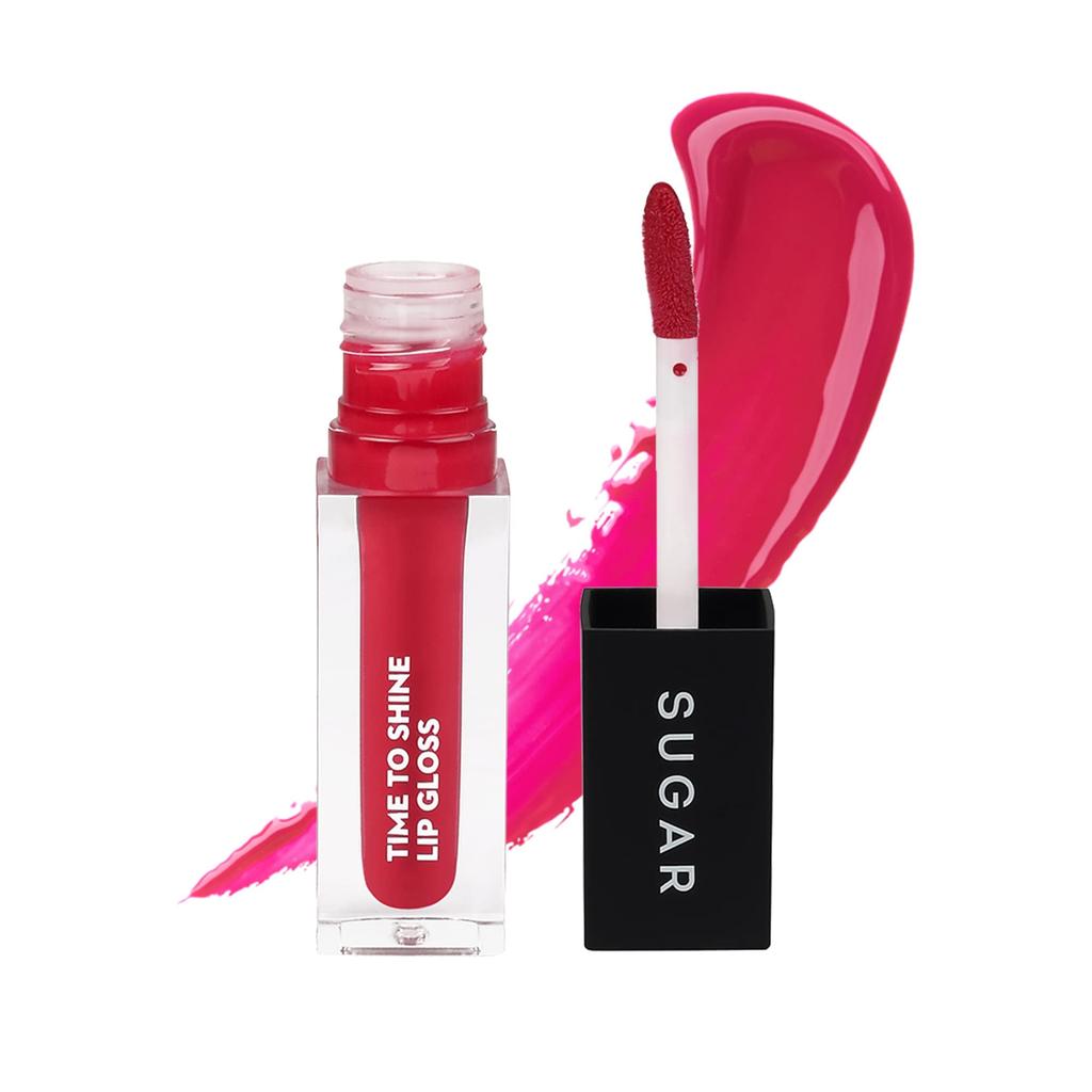 SUGAR Cosmetics - Czas zabłysnąć - Błyszczyk do ust - 04 Peppy Hill (Jasny fuksjowy) - 4,5 g - Błyszczyk do ust High Shine Lip Gloss z olejkiem jojoba