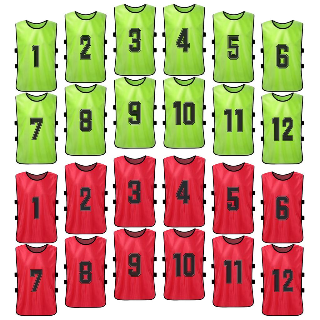 24PCS Football Pinnies Quick Drying Soccer Jerseys Youth Sports Scrimmage Basketball   Training Numbered Bibs Practice Sports Vest