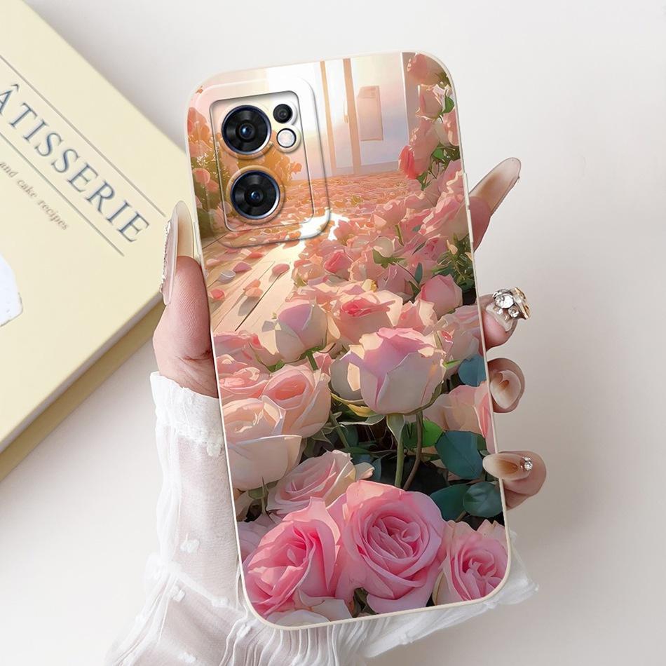 For OPPO Reno7 5G Elegant Sunflower Tulip Printed Phone Case For Oppo Reno 7 5G CPH2371 Soft Silicone Shockproof Cases