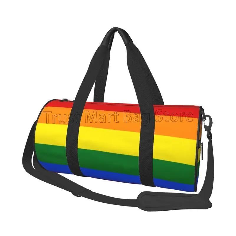 

Rainbow LGBTQ Travel Duffel Bags Foldable Sports Gym Bag Foldable Weekender Overnight Bags Workout Carry on Luggage Handle Bag