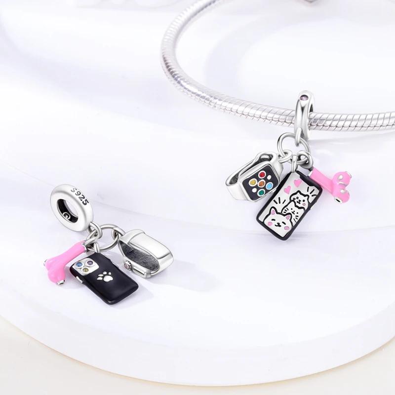 Charms Coppercreative Watch Headphones Cat Beads Fit Charms Plataoriginal Bracelet Beads Women Jewellery Making Diy
